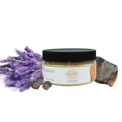 Black Amber Lavender Exfoliating and Hydrating Body Scrub - 12 oz. - Moisturizing Body Scrub
